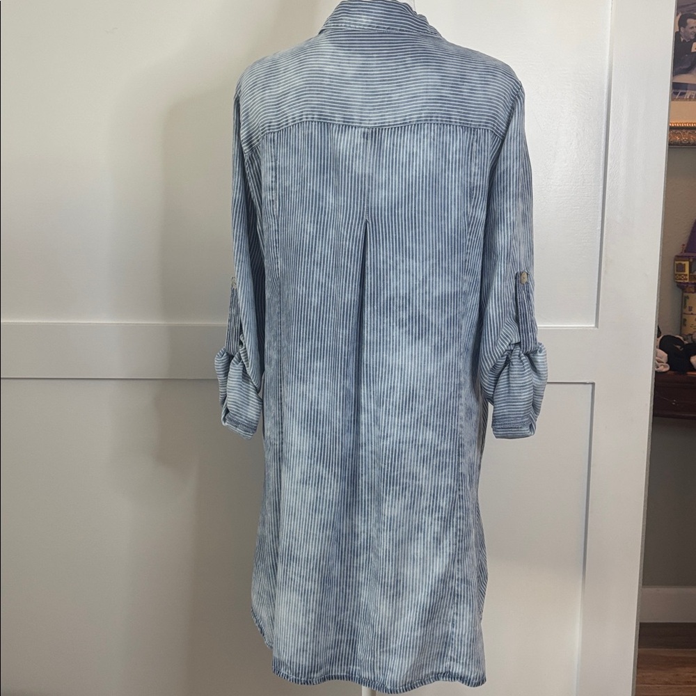 T&J Designs Blue and White Striped long shirt/ short dress - Picture 4 of 7